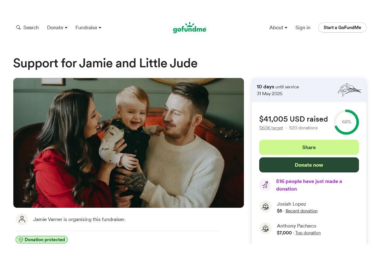 Fundraiser for Ramey's family (Image via GoFundMe)